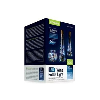 ColorWay vnútorné, 20 LED, 3× AG13 batéria, 2m, 5ks, viacfarebné (CW-GC-20L2BMC)