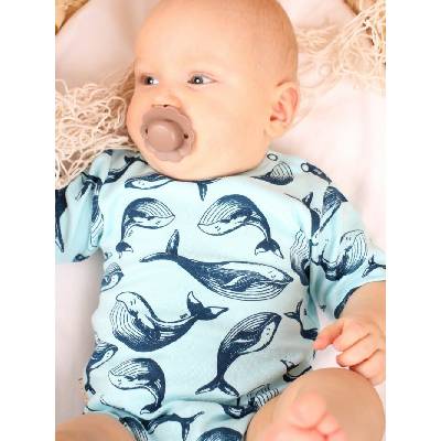 Detské body WHALES s krátkym rukávom Biela