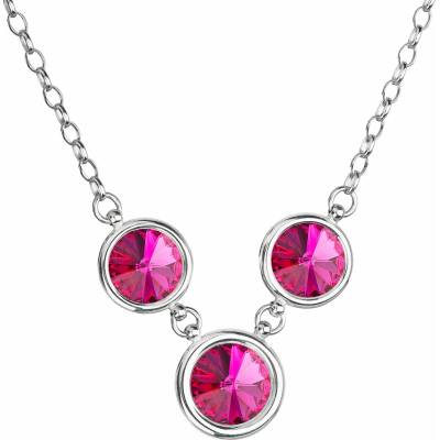 Pavona Strieborný náhrdelník so Swarovski krištáľmi guľatý 32033.3 fuchsia
