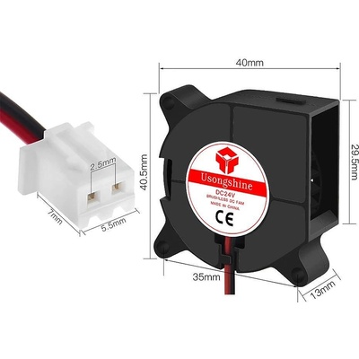 Usongshine ТУРБИНЕН вентилатор 40х40x20mm 12/ 24V 2 Пина за 3Д Принтери