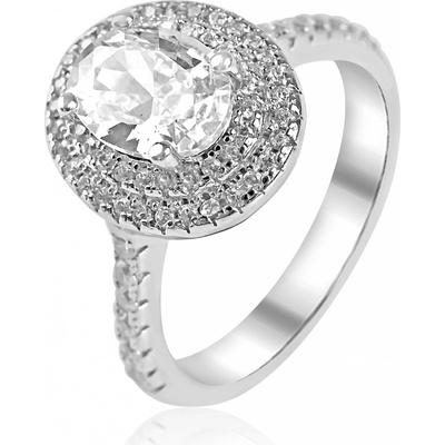 Meucci Stříbrný prsten s oválným zirkonem SS365R