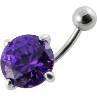 S4U Stříbrný piercing do pupíku zirkon 12 mm (fialová) BP01001-A