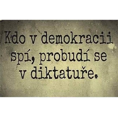 Kdo v demokracii spí, probudí se v diktatuře - ceduľa 30cm x 20cm Plechová tabuľa