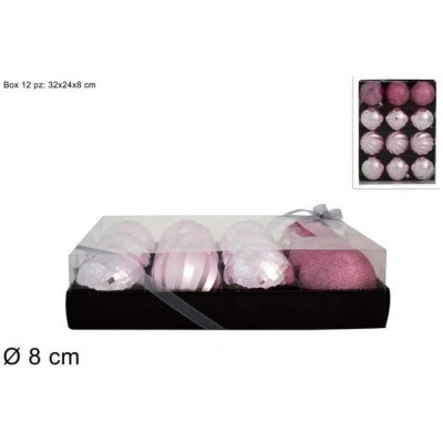 PROHOME Koule vánoční 8cm 12ks