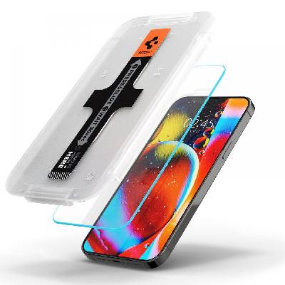 Калено стъклено защитно покритие за iPhone 14, iPhone 13, iPhone 13 Pro - Spigen Glass. Tr Slim HD Tempered Glass (прозрачен) (AGL03391)