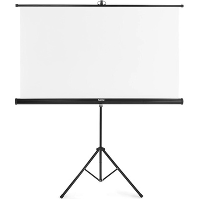 Hama Екран на стойка 125x125 cm, 2 в 1, мобилен комплект, телескопична тръба, бял (21575)
