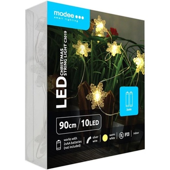 Modee Lighting LED dekorácia 10 LED 90cm vločky 2xAA batérie