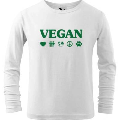 Dobrý triko Dětské bavlněné triko Vegan symboly Bílá