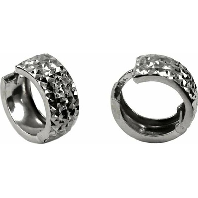 Šperky Nina Stříbrné náušnice kroužky s diamantovým brusem (15 mm) – 925/1000 nak ag H 272