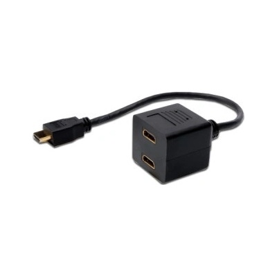 Digitus kabel HDMI Y-rozbočovač, HDMI TypeA - 2x HDMI Typ A, 0,2m, CU, AWG30, stíněný, M / F, UL, pozlacený, černý AK-330400-002-S – Zboží Živě