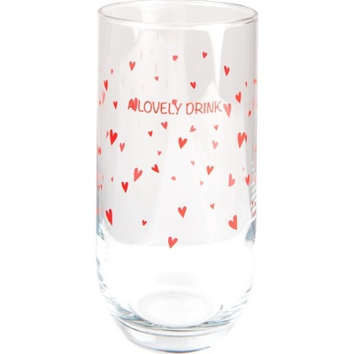Clay Sklenička s červenými srdíčky A Lovely Drink Ø 6*14 cm re & Eef 280 ml