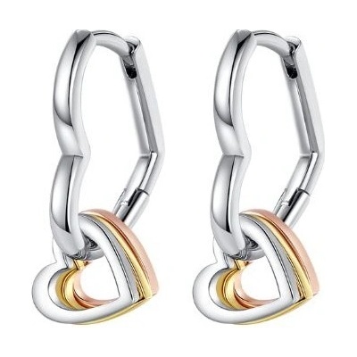 Prošperk stříbrno-zlaté náušnice srdíčka S1977