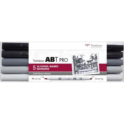 Tombow Маркер алкохол ABT PRO Двоен четка 5P-4 Студено сиво (5) (ABTP-5P-4)