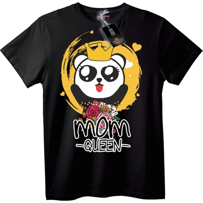 NOONEBRAND Тениска Мама Кралица Панда - XXS, Black