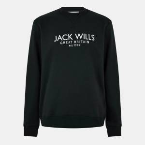 Jack Wills Мъжка блуза Jack Wills Belvue Logo Sweatshirt Mens - Black