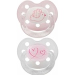 Baby-Nova Силиконови залъгалки с ринг Baby Nova - размер 1, птиче и сърце, 2 броя, розови (28220) - ozone