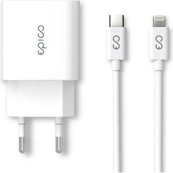 Epico Бързо Зарядно с USB-C Кабел за iPhone, EPICO Bundle 220v PD3.0 20W, Бял (9915101100106)