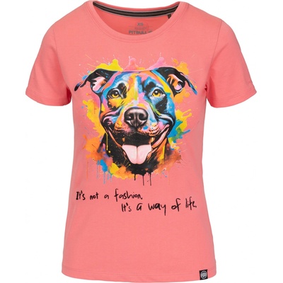 PitBull West Coast dámské triko WATER COLOR korálové – Zboží Dáma