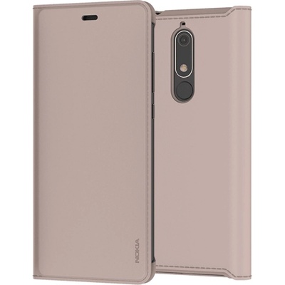 Nokia Калъф за Nokia 5.1, Nokia CP-307, flip cover, изкуствена кожа, кремав (NOKIA 5.1 CP-307 FLIP COVER CR)