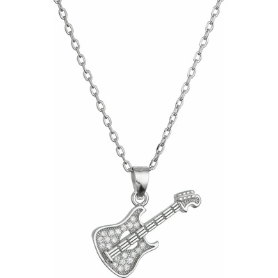 Pavona Strieborný náhrdelník gitara so zirkónmi 12126.1