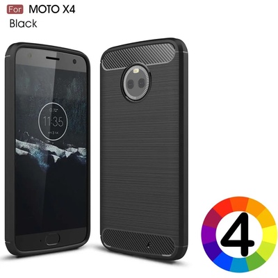 Motorola Moto X4 Удароустойчив Carbon Fiber Калъф и Протектор