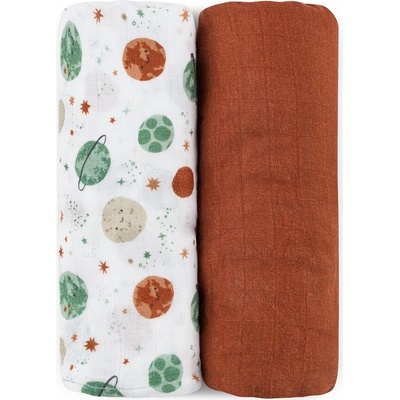 PETITE&MARS Prikrývka bambusová mušelínová 2ks Misty Celestial Planets