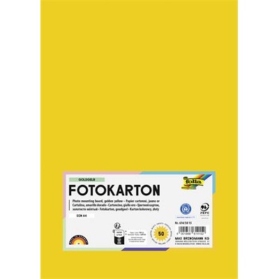 FOLIA Декоративен картон, 2 страници, А4, 300 г, 50 листа, folia, златистожълт 614/50 15 (614/50 15)