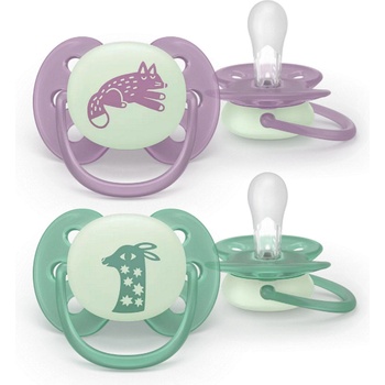 Philips Залъгалки Philips Avent Ultra Soft - Night, 6-18 м, за момиче (SCF094/04)