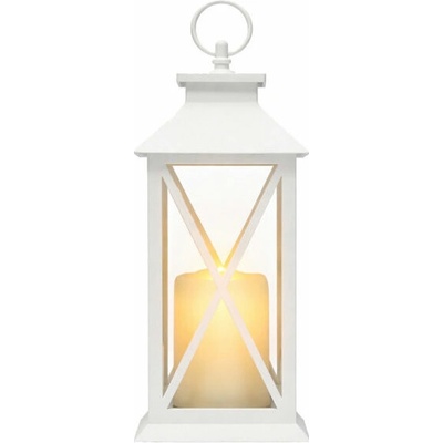Verk 12386 Dekoratívny LED lampáš so sviečkou, 28 cm, 3× AAA batérie, biely