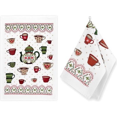 Bellatex UT/203 čajová konvička 40 x 60 cm 2ks červená, zelená