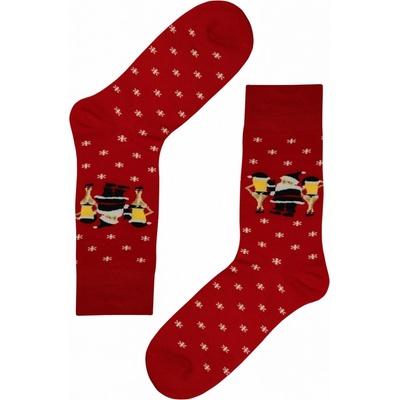 Pánske vianočné ponožky s veselými obrázkami červená