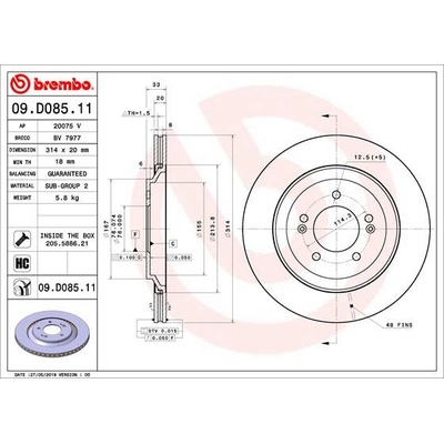 Brzdový kotouč BREMBO 09.D085.11 (09D08511)