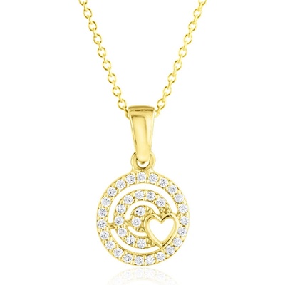 Gemmax Zlatý řetízek s kulatým přívěskem srdíčko GLSYB-34921-36261
