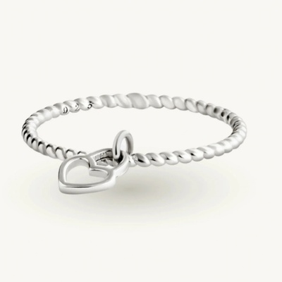 SilveAmo Stříbrný prsten Visící srdíčko K21067 17