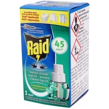 Raid elektrický odpařovač s eukalyptovým olejem proti komárům náhradní náplň 45 nocí 27 ml