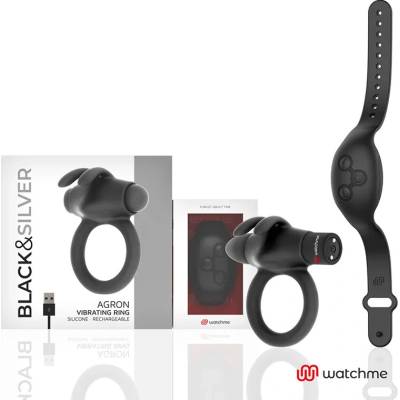 Black&Silver Agron Remote Control Cockring Watchme