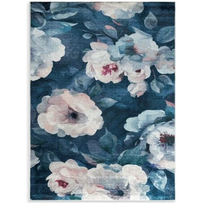 Takoy Koberec 120x160 cm tmavě modrý, pudrový s motivem růže LOTUS 5-HF-489997 | 120 x 160 cm