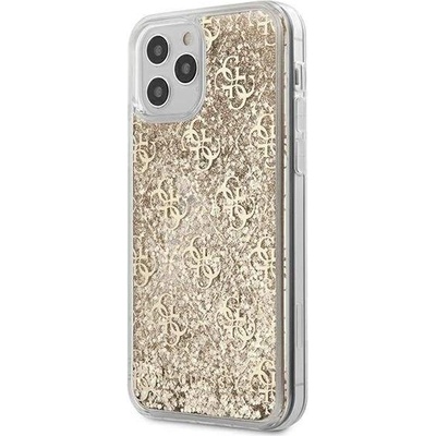 GUESS Liquid Glitter Case - дизайнерски кейс с висока защита за iPhone 12, iPhone 12 Pro (златист)
