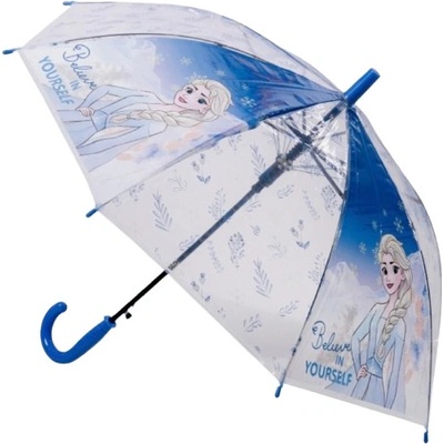 Frozen s Elsou deštník dětský průhledný modrý