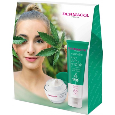 Dermacol Cannabis pleťový krém 50 ml + detoxikační jílová maska 100 ml darčeková sada