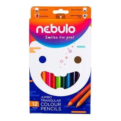 Nebulo Комплект цветни моливи, триъгълни, джъмбо, nebulo, 12 различни цвята (jszc-tr-12)