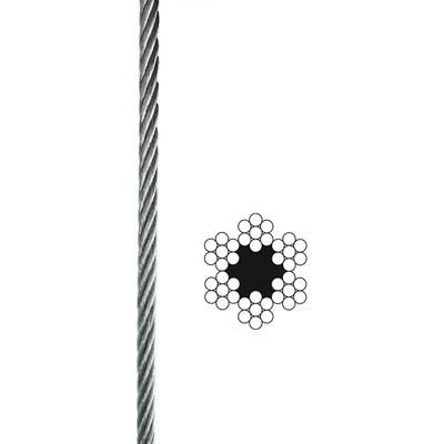 Oceľové lano pozinkované 6x7+FC,B, DIN 3055 8 mm 6x7+FC (textilná duša) 1 m