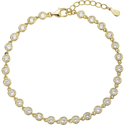 Pavona Pozlacený stříbrný náramek řetízek osázený kulatými zirkony bílý 13027.1 crystal Au plating