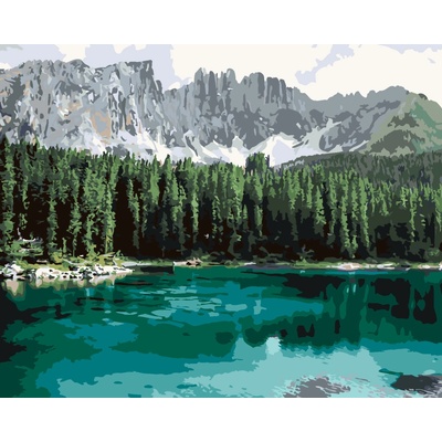 ZUTY Malování podle čísel JEZERO S HORAMI A LESEM 40 x 50 cm