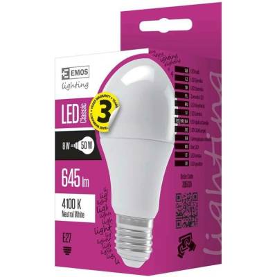 Emos LED žárovka Classic A60 E27 5,8 W 50 W 645 lm Neutrální bílá