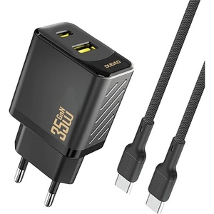 Dudao A27MAX мрежово зарядно устройство с USB+Type-C изход, 35 W, PD бързо зареждане + кабел Type-C, ЧЕРНО GP-190596 (GP-190596)