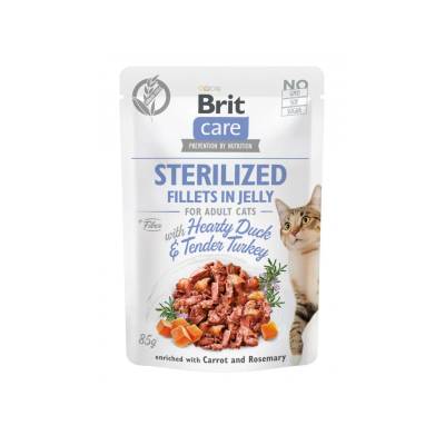 Brit Care Cat Sterilized. Fillets in Jelly with Hearty Duck & Tender Turkey 85g