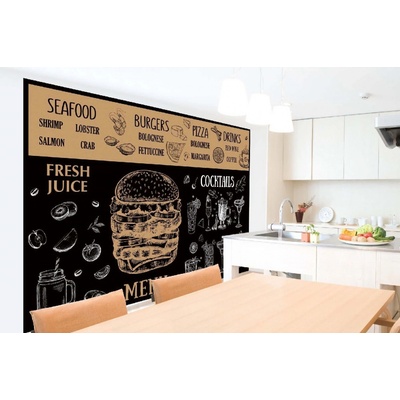 Dimex MA-5-2123 Samolepicí vliesová fototapeta na zeď Nabídka restaurace - černá rozměry 375 x 250 cm