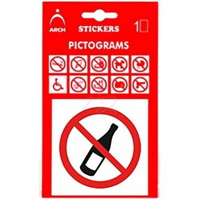 informační piktogram, samolepka, "Zákaz vstupu s alkoholem", 100x170mm