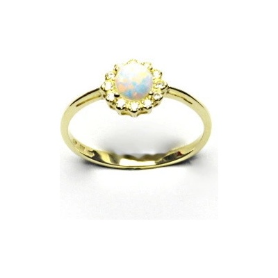 Čištín zlatý žluté zlato bílý syntetický opál čiré zirkony T 1495